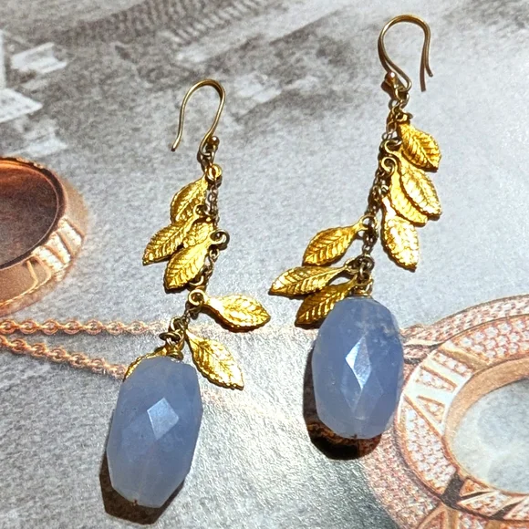 Vintage Lavender Briolette Cut Jade Shoulder Brusher Earrings 💜 - Picture 2 of 5